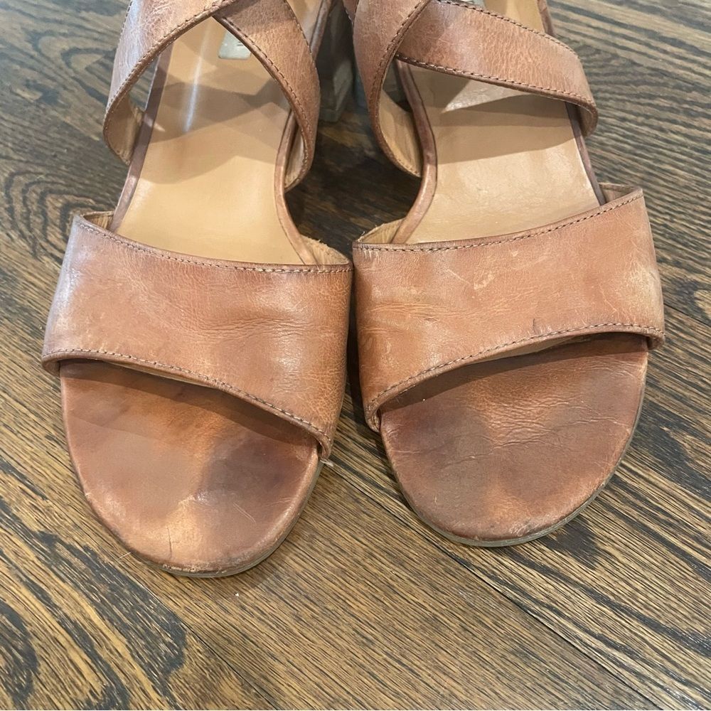 PAUL GREEN Brown Leather Buckle Stacked Block Heel Sandals - Picture 3 of 9
